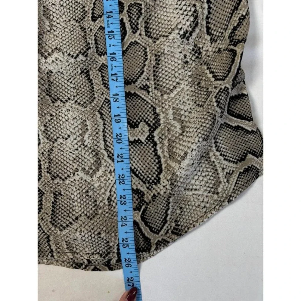 MICHAEL‎ KORS Snake Print Zip Front Collared Shirt Top Blouse SZ L